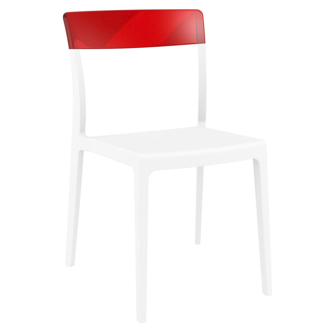 Luxury Commercial Living 33&#x22; White and Red Patio Dining Chair
